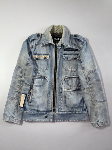 Y2K Dolce & Gabbana D&G Jeanius Military Cargo Denim Jacket (S)