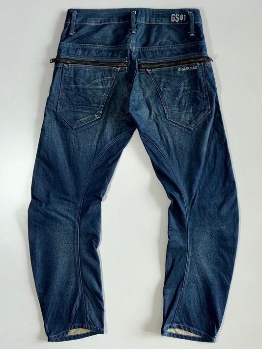 G-Star RAW GS01 Dark Wash Zip-Pocket Jeans (W:30|L:37)