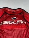 Segura Black, White & Red Leather Motorcycle Racing Jacket – Racing Technology Logos Padded(S)