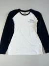 Adidas White & Navy Raglan Long Sleeve T-Shirt (L)