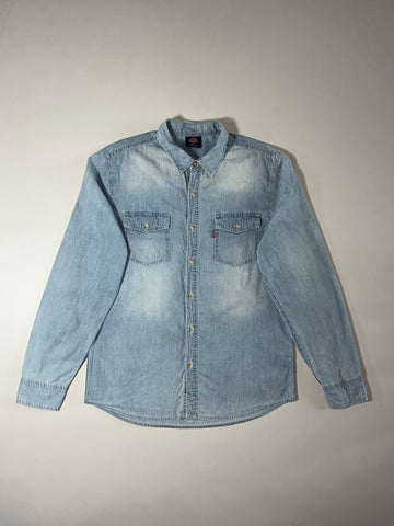 Vintage Dickies Light Wash Denim Button-Up Shirt (L)