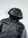 Vintage Paul Marcia Black Hooded Leather Jacket (L)