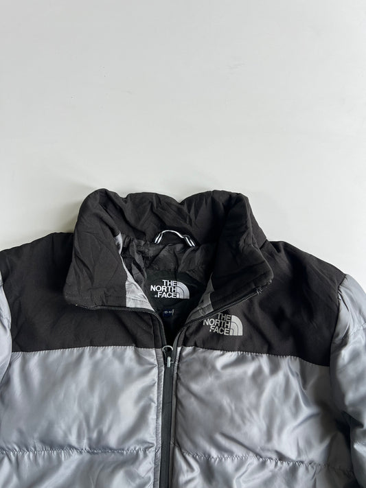 The North Face 700 Fill Down Nuptse Colorblock Grey Black Puffer Jacket (S)