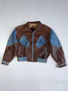 ZRare Italian Pure Leather x Denim Hybrid Jacket – Vintage 90s Statement (XL)
