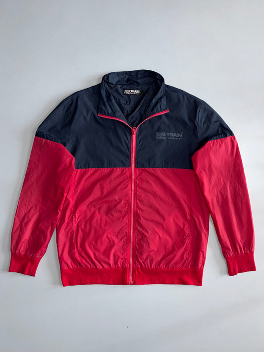 Big Train Osaka Two-Tone Red & Navy Windbreaker Track Jacket (M)