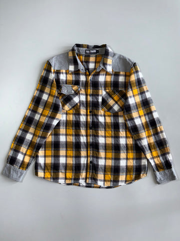 Big Train Osaka Contrast Shoulder Panel Flannel Shirt (L)