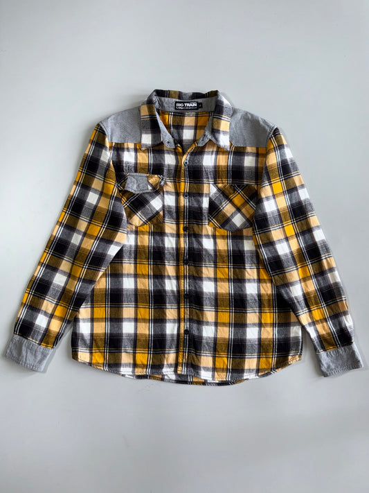 Big Train Osaka Contrast Shoulder Panel Flannel Shirt (L)