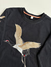Embroidered Red-Crowned Crane Black Sweatshirt (M)