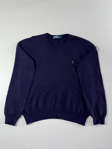 Vintage Polo by Ralph Lauren Navy Crewneck Sweater – Green Pony (L/XL)