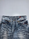 Japanese Vintage | Samurai Embroidered Distressed Jeans | Grey Wash (W:28|L:43)