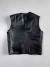 WM Fashion Black Leather Buckle Vest  Braided-Trim Biker Vest with Metal Hardware (L)