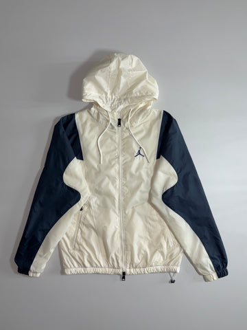 Kappa Hooded Windbreaker Jacket Blue  orange zip pull, reflective accents (M)