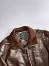 Vintage Leather Bomber Jacket with Victory House Polo Game (L)