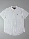 Tommy Hilfiger White Short Sleeve Button-Up Shirt – Classic Fit, (M/L)