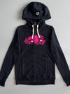 Roots Canada Beaver Logo Zip-Up Hoodie Black Pink Embroidery (XS)