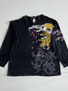Vansion Collection Koi Fish Graphic Long Sleeve Tee – Black, Japanese Sakura Print (3XL)