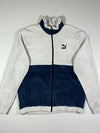 Puma Corduroy Panel Fleece Track Jacket White Navy (L)