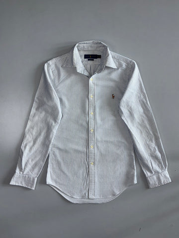 Ralph Lauren Slim Fit Multicolor Pony Pinstripe Button-Down Shirt Grey/White (XS/S)