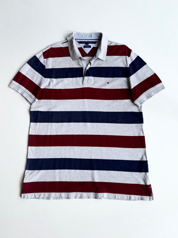 Tommy Hilfiger Rugby Polo Grey/Maroon/Navy Stripe (XL)