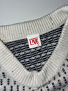 Lacoste L!VE Jacquard Crew Neck Knit Sweater – Off-White/Navy (L)