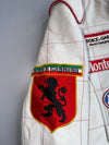 90's Dolce & Gabbana Vintage Racing Leather Jacket | “Indianapolis” Monte Carlo Patches | White Sheep Leather | Made in Italy Size (S/M)