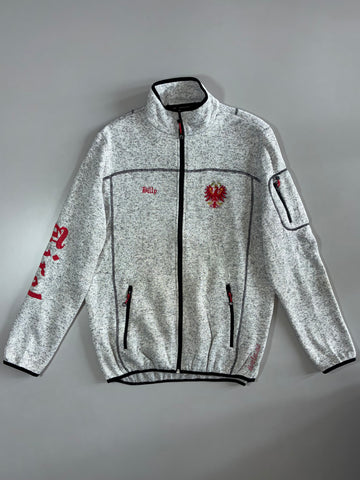 Billy Grey Melange Embroidered Fleece Jacket (XL)