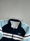Sergio Tacchini Navy & Sky Blue Colour Block Track Jacket – Striped Panels, Jersey Lined (2XL)