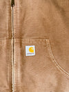 Carhartt Active Hooded Jacket Quilted Lined Faded Brown Duck Canvas (S/M)