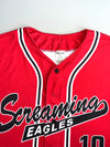 Kamazu Screaming Eagles #10 Vintage Baseball Jersey Button-Up Red Canadian Made (XL)