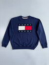 Tommy Jeans Flag Crewneck Sweatshirt | Navy Blue | Big Logo(M)