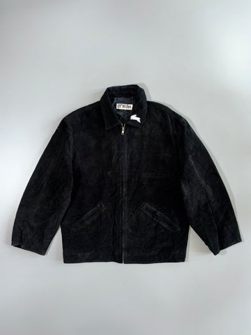 Le Blues Vintage Black Genuine Suede Leather Harrington Jacket (L)