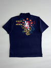 Big Train Osaka Raijin Wagara Graphic Polo – Navy, Traditional Japanese Print (L)