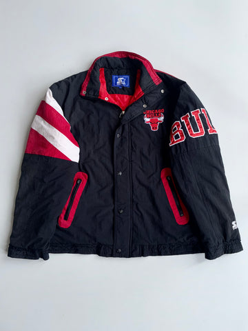 Starter Chicago Bulls Black Red Colorblock Puffer Jacket (2Xl)