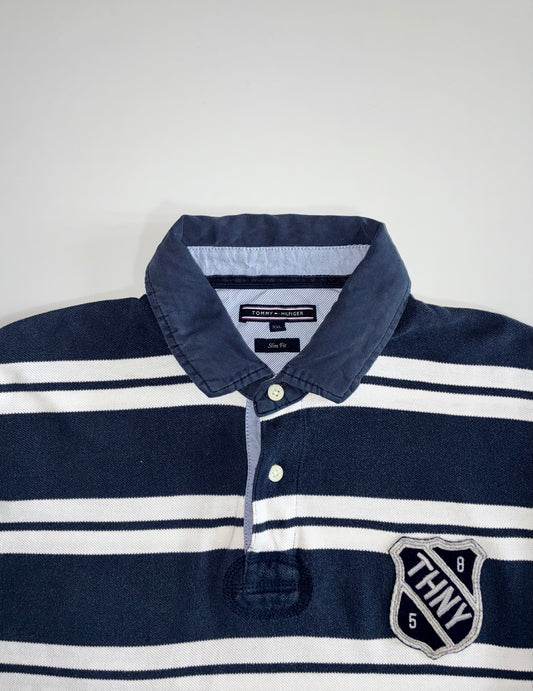 Tommy Hilfiger THNY Striped Rugby Polo – Navy/White (XL)