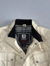 Vintage Belstaff Cream Genuine Leather 4-Pocket Motorcycle Field Jacket (L)