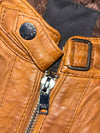 Saki Sweden Tan Leather Moto Jacket Café Racer Style Leather Jacket, (L)