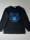 Kenzo Paris Blue Tiger Embroidered Black Sweatshirt (S)