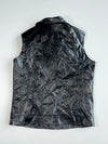 Vintage Black Faux Leather Asymmetric Zip Biker Vest Women’s(M)