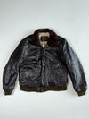 Cooper USA Brown Leather Bomber with Sherpa Collar (L)