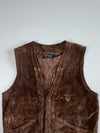 Melange Brown Suede V-Neck Vest (XL)