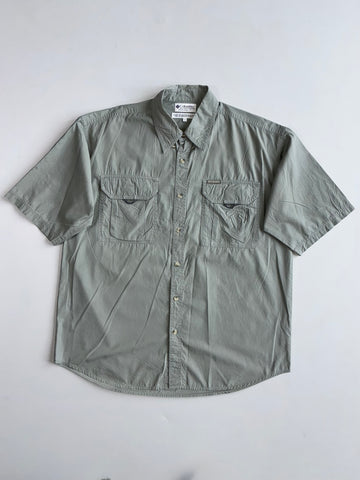 Vintage Columbia Sage Green Fishing Utility Shirt (2XL)