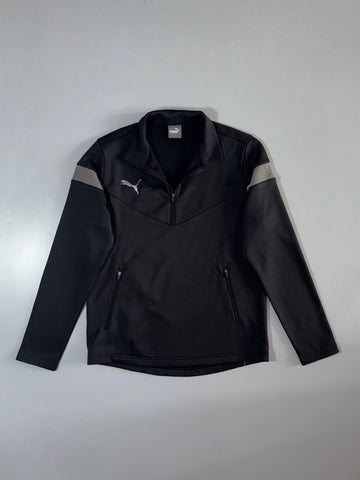 Puma Black Grey Panel 1/4 Zip Track Jacket (M)