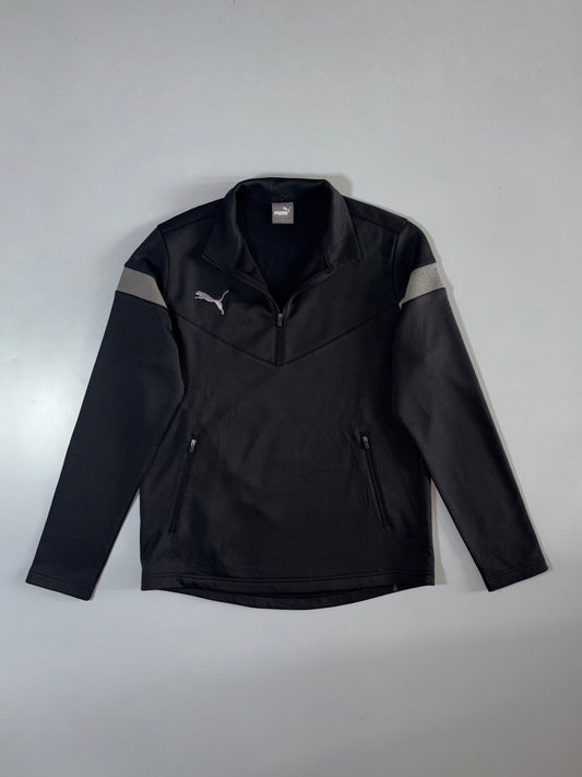 Puma Black Grey Panel 1/4 Zip Track Jacket (M)