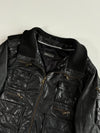 Vintage Dimitri Black Leather Cargo Bomber Jacket (XL)