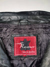San Remo Vera Pelle Black Distressed Leather Jacket – Stand Collar & Cargo Pockets, Italian Label (XL)