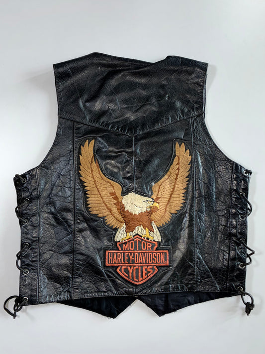 Highway One x Harley-Davidson Eagle custom Patch Leather Vest (S/M)