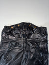 Vintage Black Leather High Waist Biker Pants with Belt & Ankle Zips (W:32) (L:43)