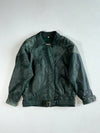 Sequence 80s Dark Green Leather Bomber with Crackle Panels and Belt (L)