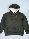 Big Train All-Over Embroidered Skull & Crest Sherpa-Lined Olive Hoodie  M/L