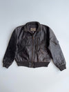 90s Armani Jeans (AJ) Vintage Brown Leather A-2 Style Flight Bomber Jacket (M/L)